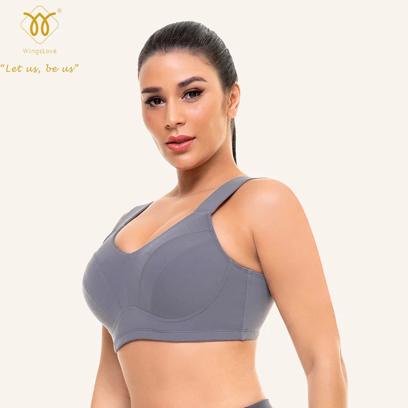 Wingslove Seamless Fitness Sport Bra Breathable Padded Bras Crop Top Shockproof  Gym Running Workout Top WOMEN'S Underwear E F G