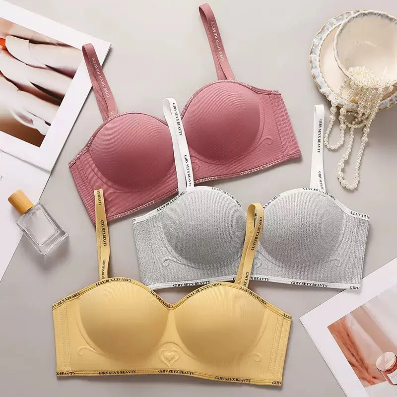 Seamless Thick Cup Small Breast Push Up Women's Underwear Without Wires Styling Top Back Sweat-absorbent Bra