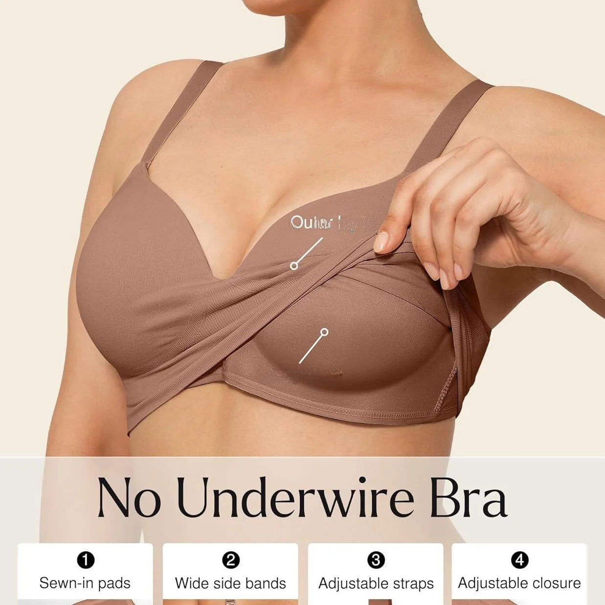 Women's Bra Wireless Support Gathering Bra Large Size T-shirt Style Ice Silk Traditional Type Nylon Cotton 3/4 Cup Soft Steel...