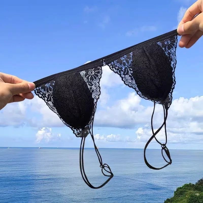 French Underwear Women's Front Buckle Triangle Cup Thin Strap Beautiful Back Thin Style Lace Summer Sexy Pure Bra for Women