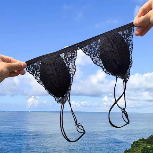 French Underwear Women's Front Buckle Triangle Cup Thin Strap Beautiful Back Thin Style Lace Summer Sexy Pure Bra for Women