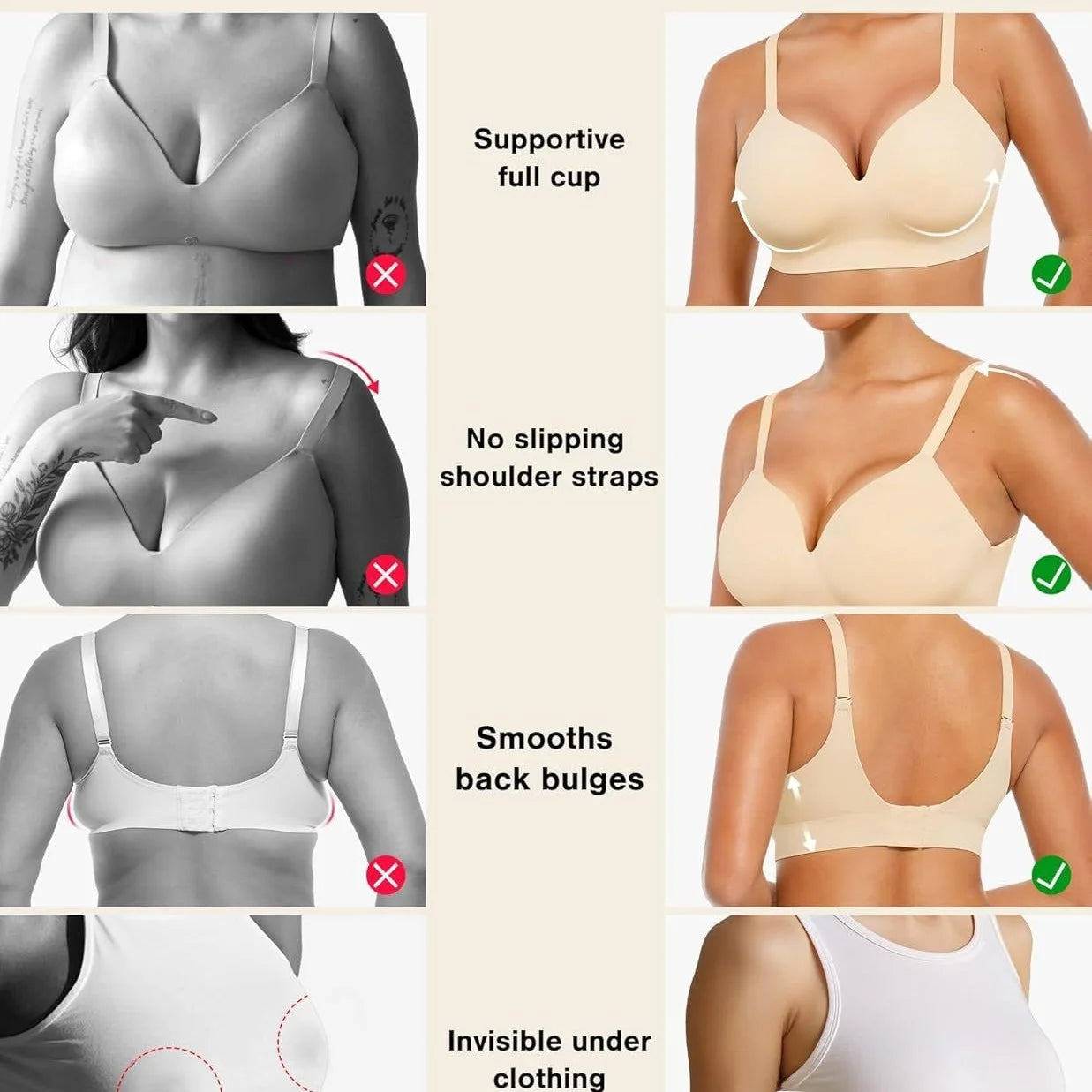 Women's Bra Wireless Support Gathering Bra Large Size T-shirt Style Ice Silk Traditional Type Nylon Cotton 3/4 Cup Soft Steel...