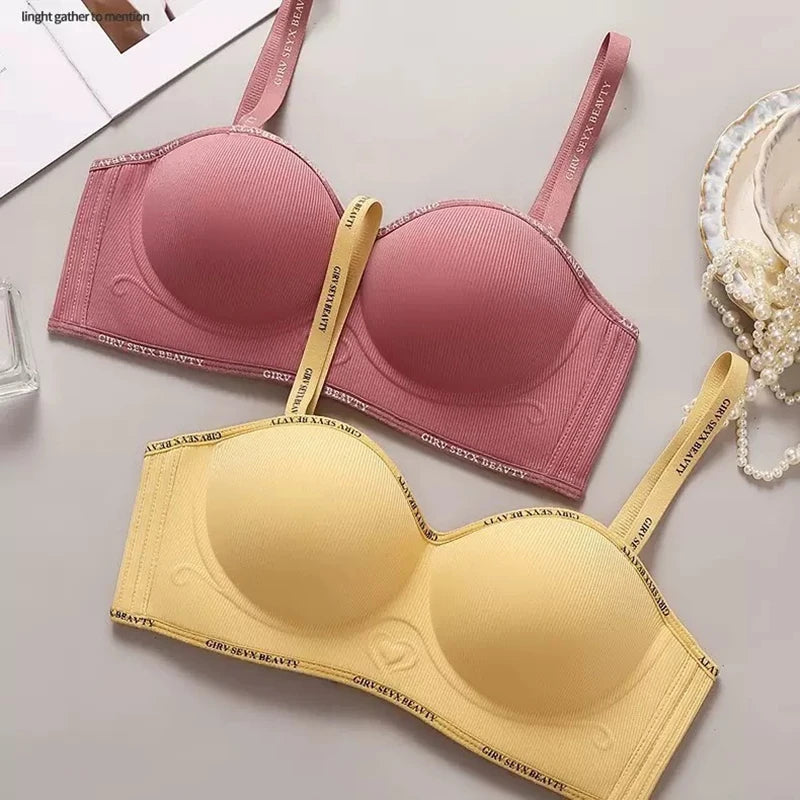 Seamless Thick Cup Small Breast Push Up Women's Underwear Without Wires Styling Top Back Sweat-absorbent Bra